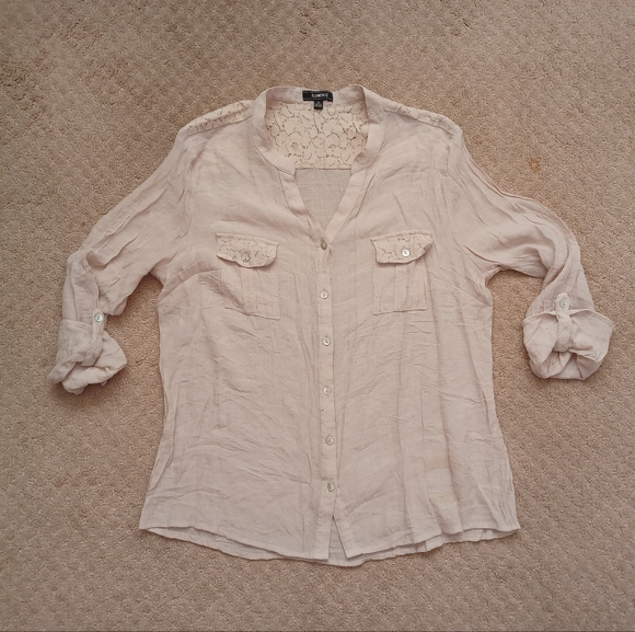 Women's Elementz Button-down Blouse - Cream (XL) - Picture 3 of 7